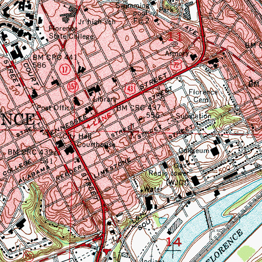 Topographic Map of Second Cumberland Presbyterian Church, AL