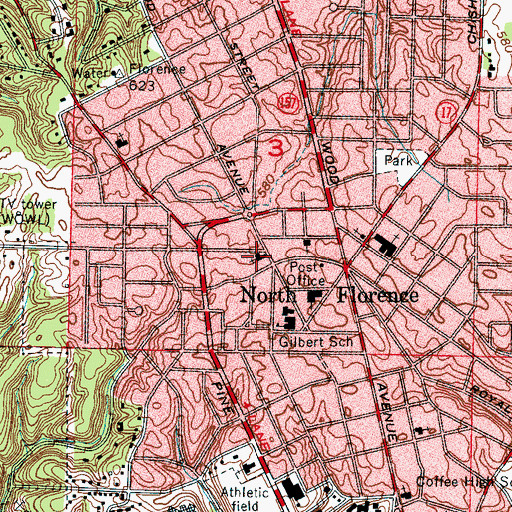 Topographic Map of Sherrod Avenue Church of Christ, AL