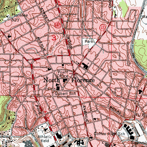 Topographic Map of Six Points, AL