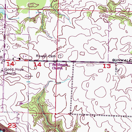 Topographic Map of Smithsonia Church, AL