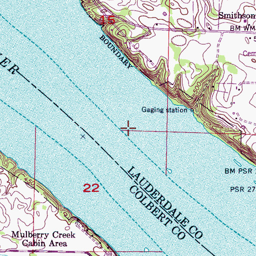 Topographic Map of Smithsonia Landing (historical), AL