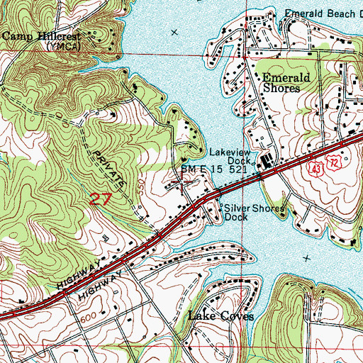 Topographic Map of Sombrero Acres, AL