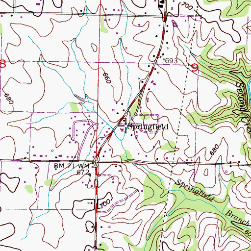 Topographic Map of Springfield Church, AL