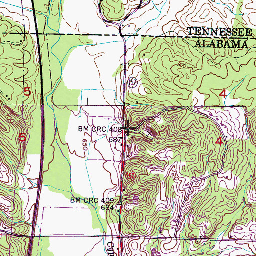 Topographic Map of State Line Free Holiness Church (historical), AL