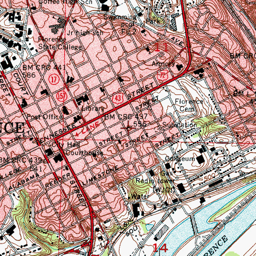 Topographic Map of Tabernacle Baptist Church, AL