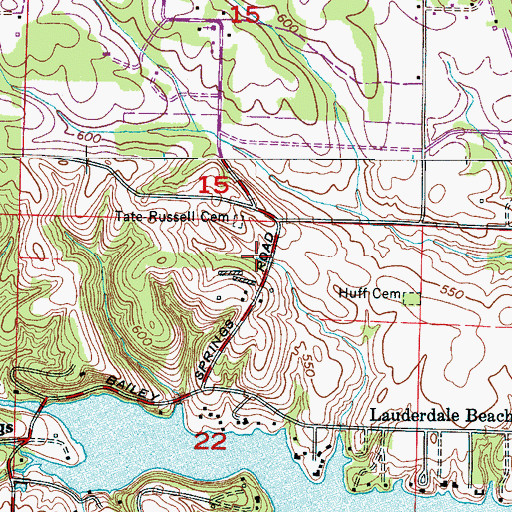 Topographic Map of Tate Springs, AL