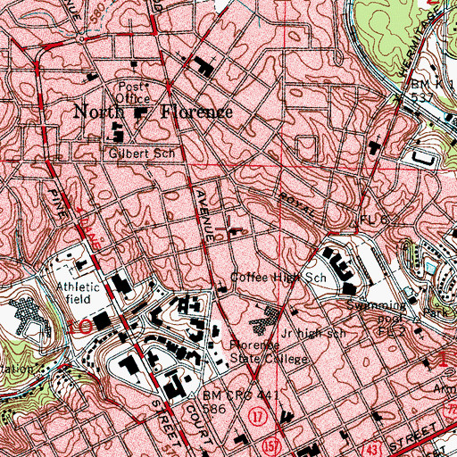 Topographic Map of Temple Bnai Israel, AL