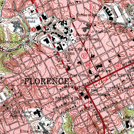 Topographic Map of Trinity Episcopal Church, AL