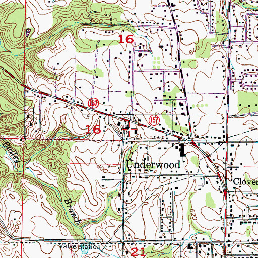 Topographic Map of Underwood Baptist Church, AL