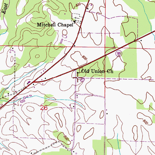 Topographic Map of Union School (historical), AL