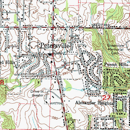 Topographic Map of Vestavia Gardens, AL