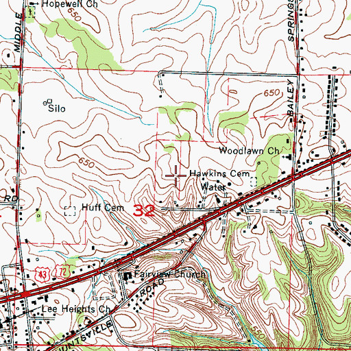 Topographic Map of Village Pines, AL