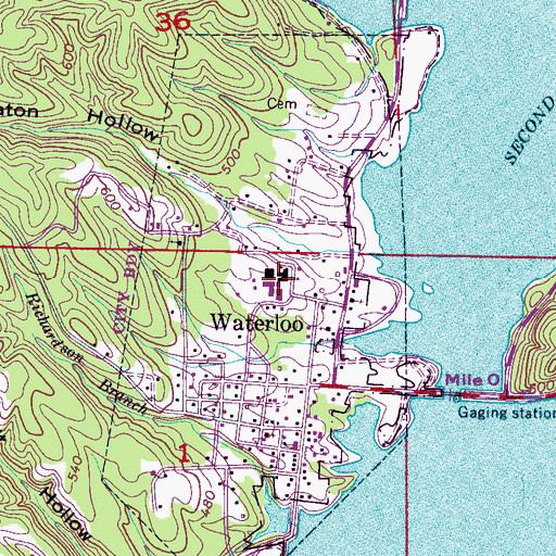 Topographic Map of Waterloo High School, AL