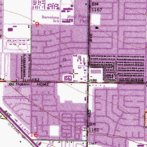 Topographic Map of Bethany West Plaza Shopping Center, AZ