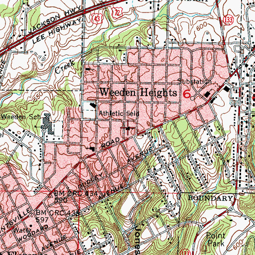 Topographic Map of Weeden Heights United Methodist Church, AL