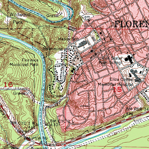 Topographic Map of Westside Church of Christ, AL