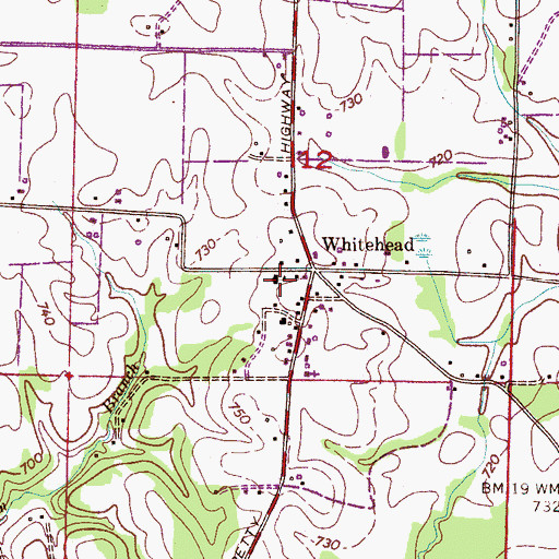 Topographic Map of Whitehead School (historical), AL