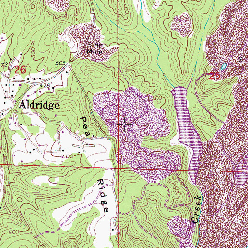 Topographic Map of Aldridge Mines, AL