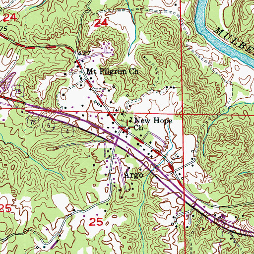 Topographic Map of Argo School (historical), AL