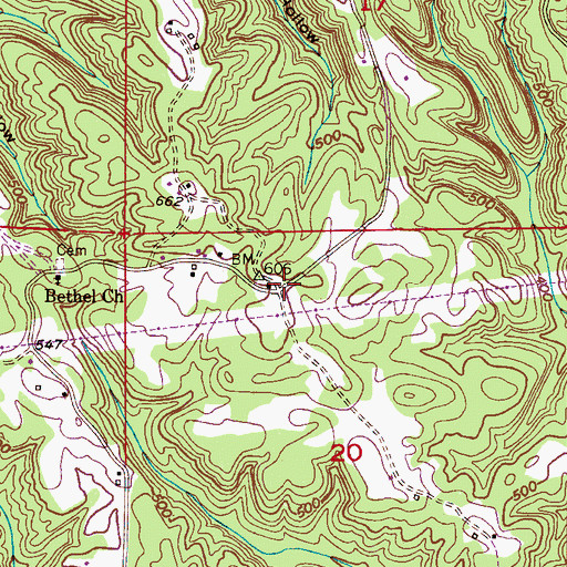 Topographic Map of Bethel, AL