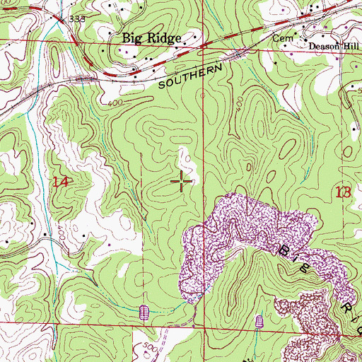 Topographic Map of Big Ridge School (historical), AL