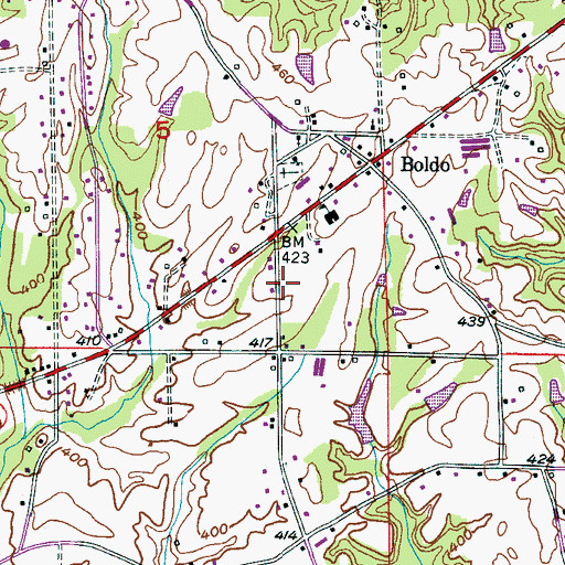 Topographic Map of Boldo Cemetery, AL