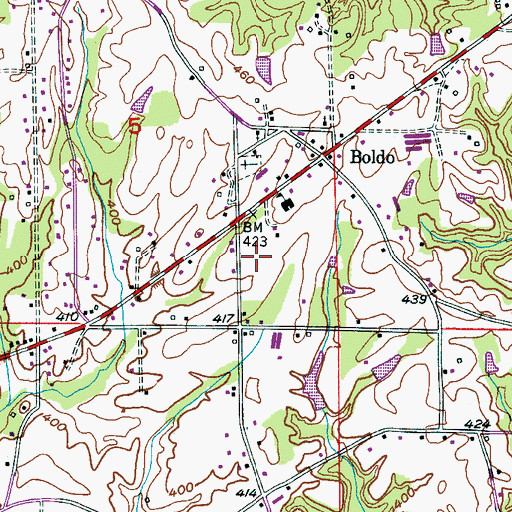 Topographic Map of Boldo Methodist Church, AL