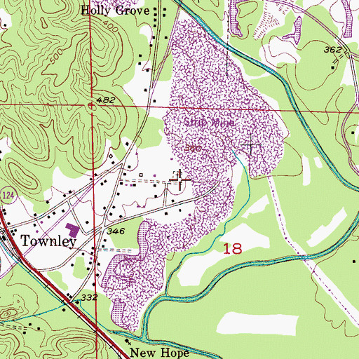 Topographic Map of Boshell Cemetery, AL