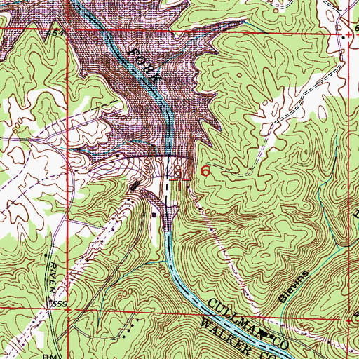 Topographic Map of Bronson Ford, AL