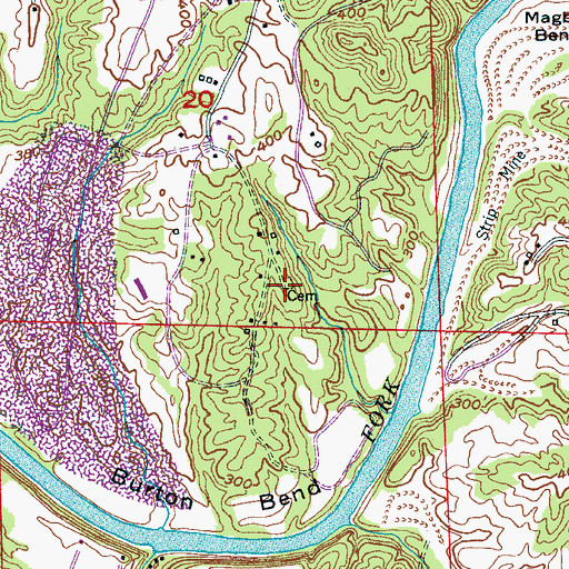 Topographic Map of Burton Cemetery, AL