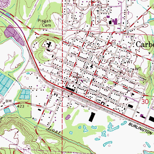Topographic Map of Carbon Hill Presbyterian Church, AL