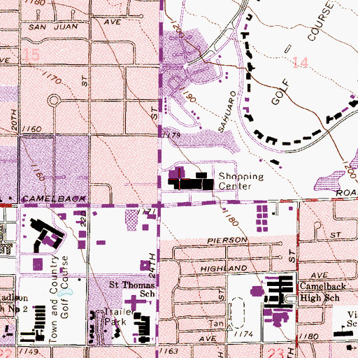 Topographic Map of Biltmore Fashion Park Shopping Center, AZ
