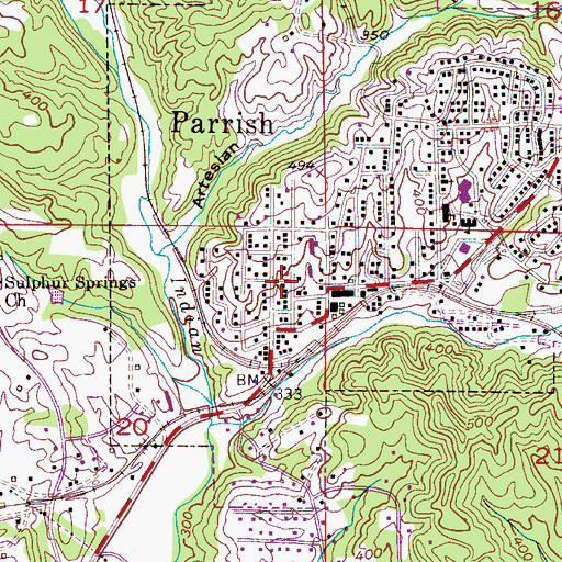 Topographic Map of Church of Christ, AL