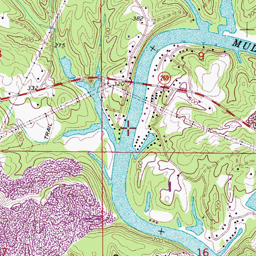 Topographic Map of Copeland Ferry (historical), AL