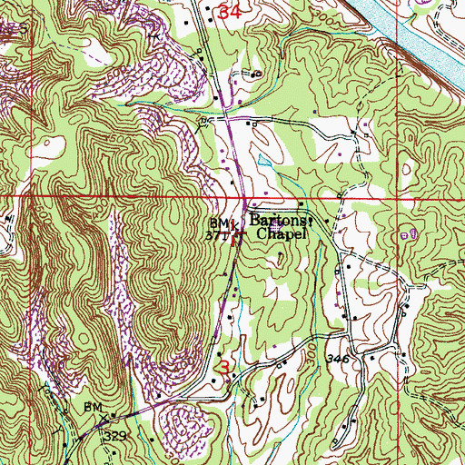 Topographic Map of Cordova Church, AL
