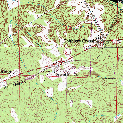 Topographic Map of Deason Hill, AL