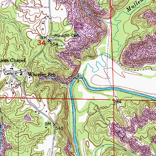 Topographic Map of Dickson Ford, AL
