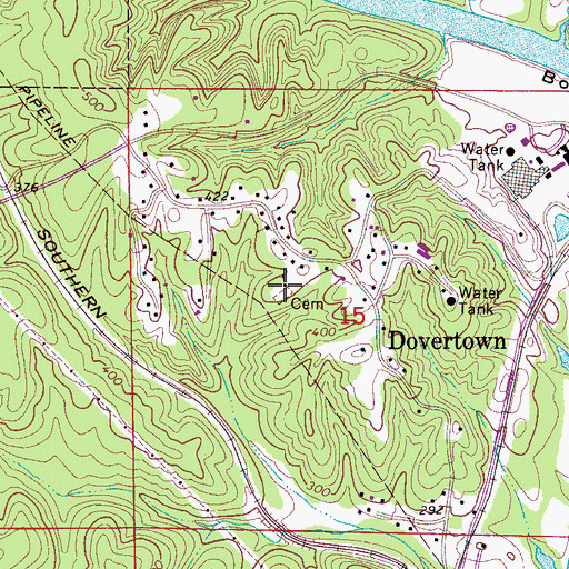 Topographic Map of Dovertown Freewill Baptist Church, AL