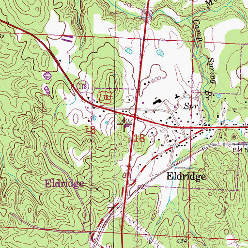 Topographic Map of Eldridge Church of Christ, AL
