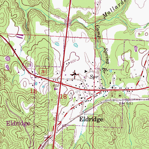 Topographic Map of Eldridge Junior High School (historical), AL
