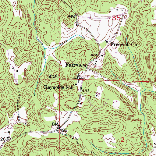 Topographic Map of Fairview Cemetery, AL