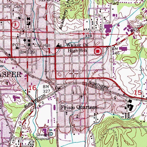 Topographic Map of First Assembly of God Church, AL