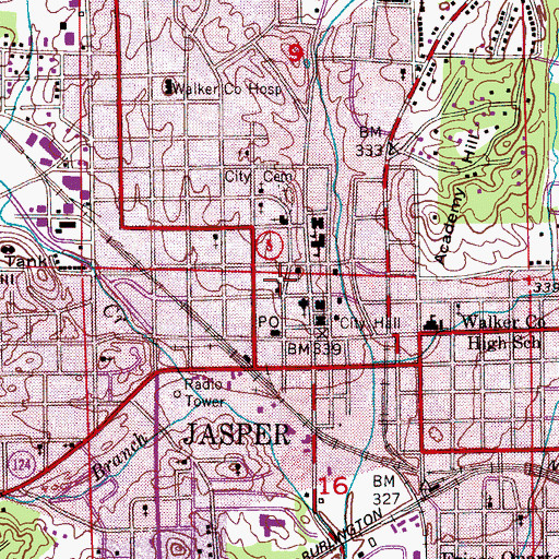 Topographic Map of First Christian Church, AL