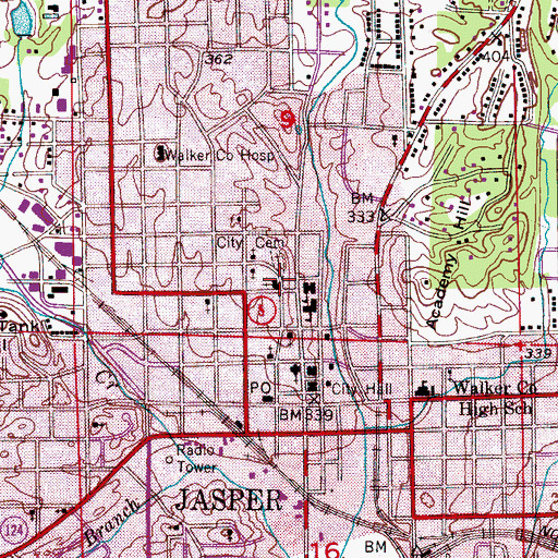 Topographic Map of First Presbyterian Church, AL