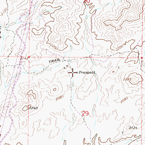 Topographic Map of Bonnie Bell Mine, AZ