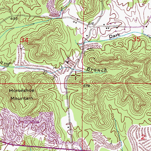 Topographic Map of Gamble Mines, AL