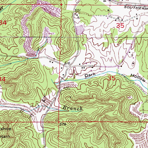 Topographic Map of Gambrell Mines, AL