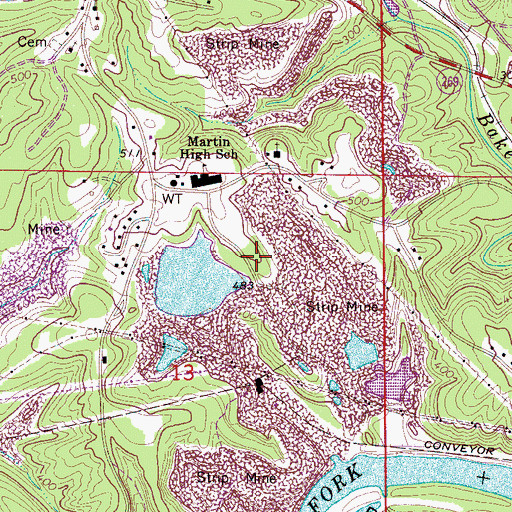 Topographic Map of Gorgas School (historical), AL