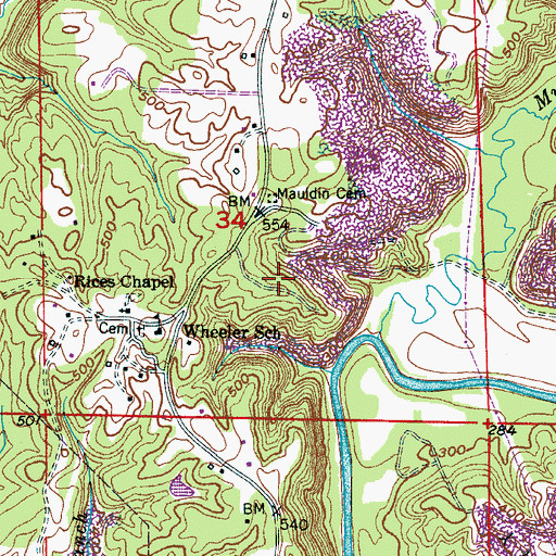 Topographic Map of Gravleeton (historical), AL