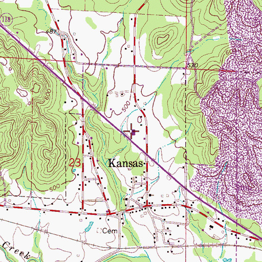 Topographic Map of Kansas Baptist Church, AL